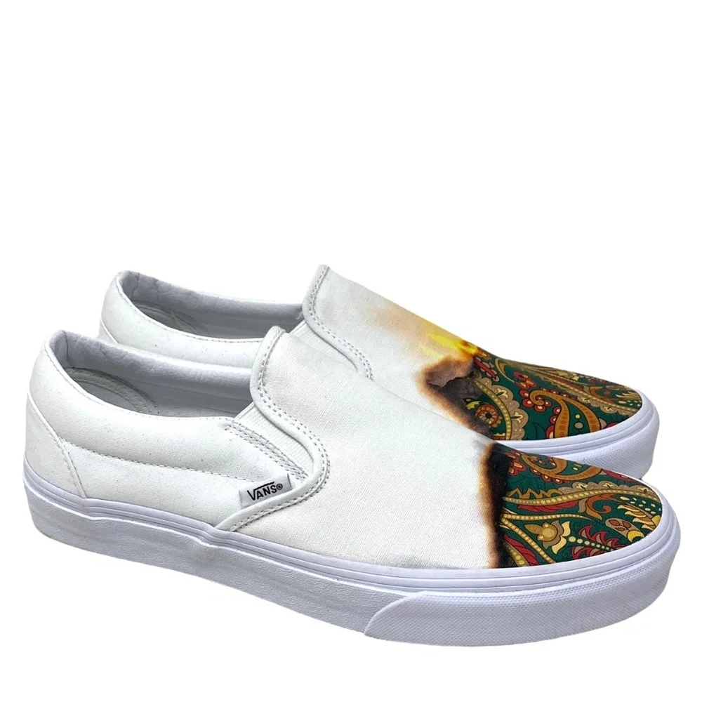 VANS Classic Slip On Shoes Low Top White Women Canvas Sneakers Skate VN000XG8AZQ